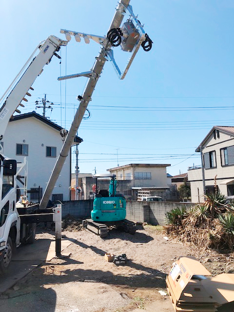 引き込み柱建柱工事｜川崎電気工事｜栃木市